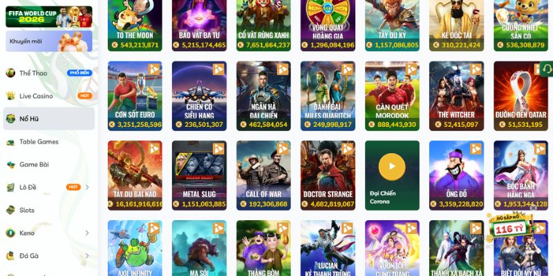 Kho game phong phú với hơn 2.000 trò chơi 
